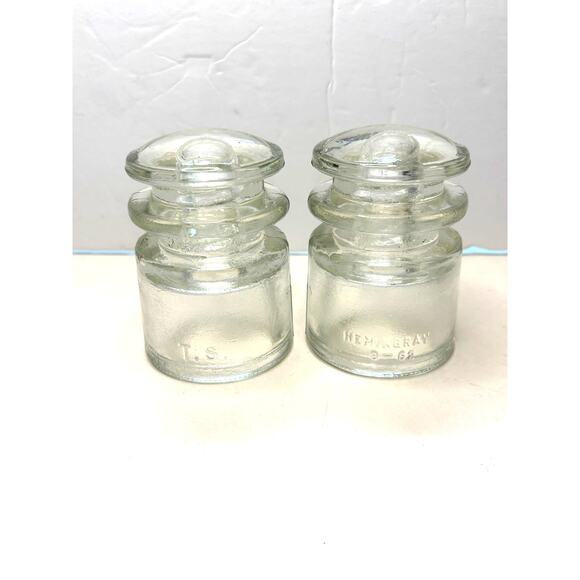 Set of 2 TS Hemingray 8-62 Clear Glass Insulators DIY Lighting - Picture 2 of 7
